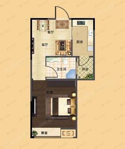 翰林壹品1室1厅1卫户型图