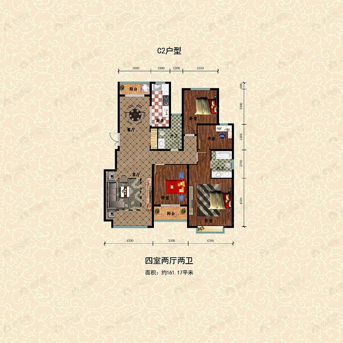 嵘御航城4室2厅2卫户型图