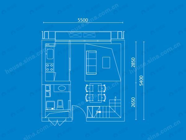 中弘北京像素1室1厅2卫户型图