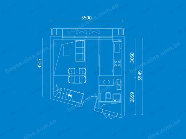中弘北京像素1室1厅2卫户型图