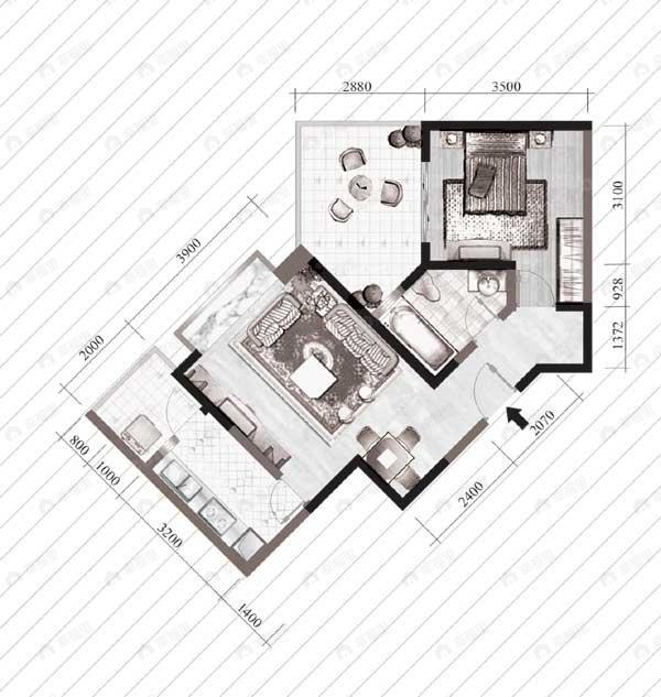 建面67平户型图