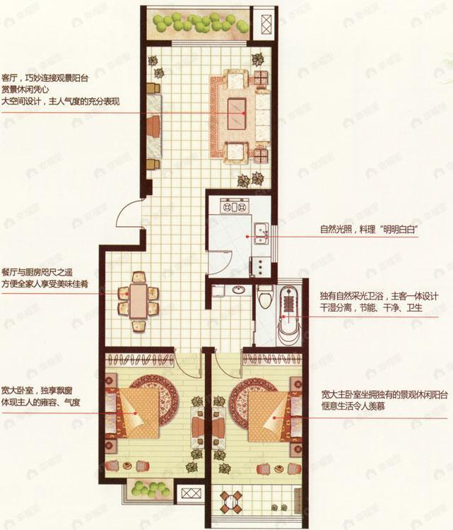 2室2厅1卫建面100平undefined户型图
