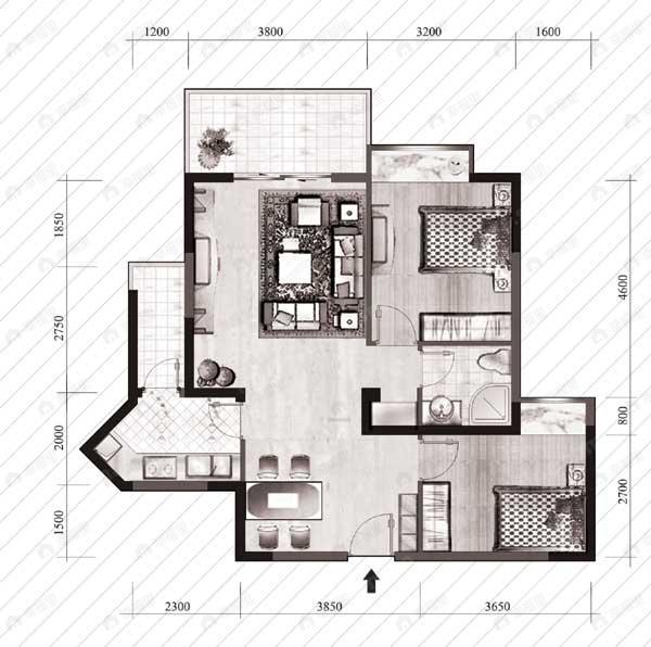 建面72平户型图