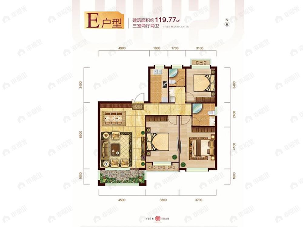 3室2厅2卫建面119平户型图