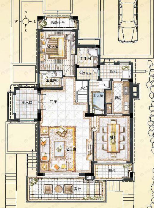 2室2厅2卫建面100平户型图
