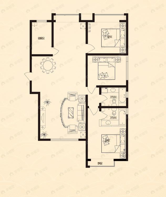 3室2厅2卫建面140平undefined户型图