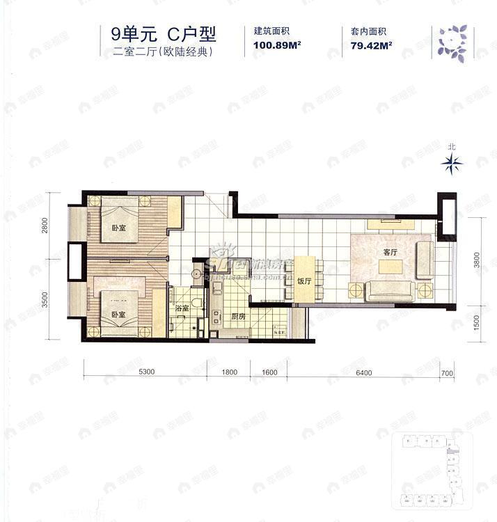 建面100平户型图