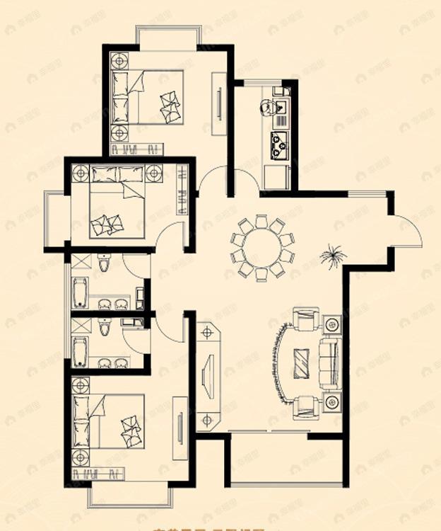 3室2厅2卫建面133平undefined户型图