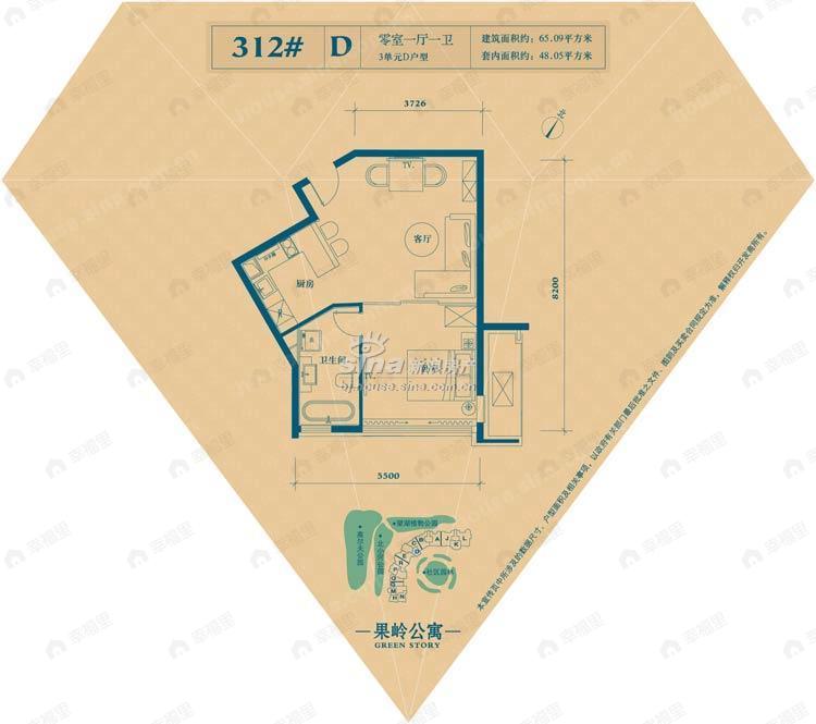 建面65平户型图