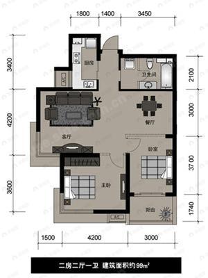建面57平户型图