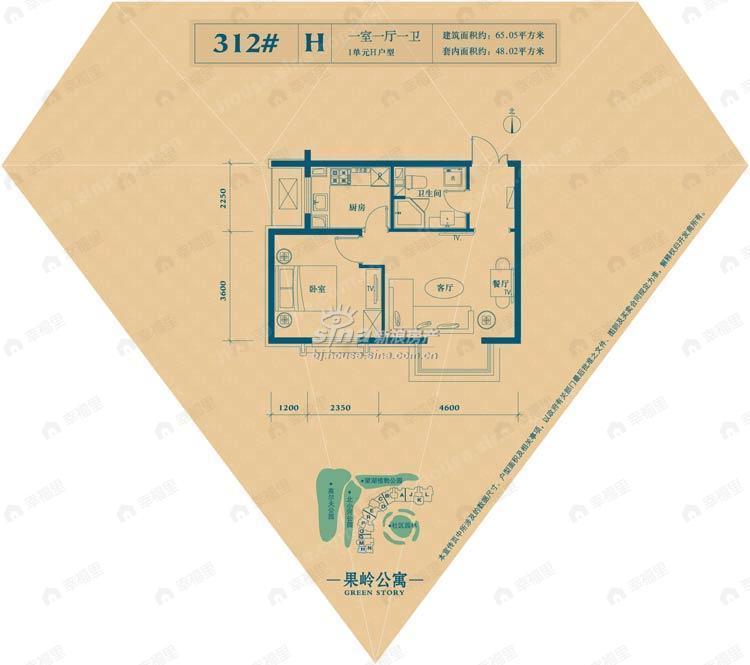 建面65平户型图