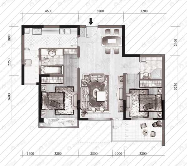 建面83平户型图