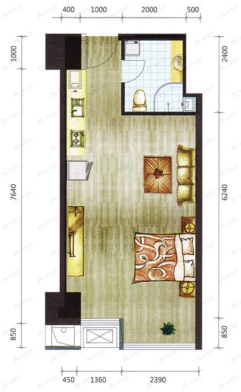 建面51平undefined户型图