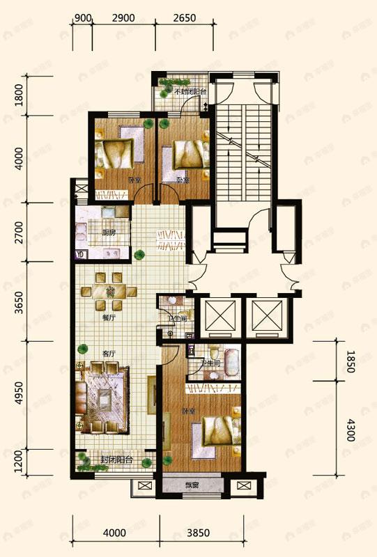3室2厅2卫建面137平undefined户型图