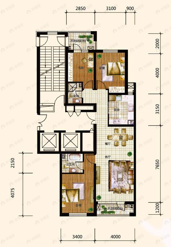 3室2厅2卫建面130平undefined户型图