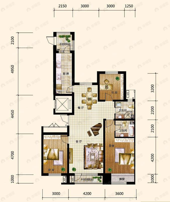 3室2厅2卫建面145平undefined户型图