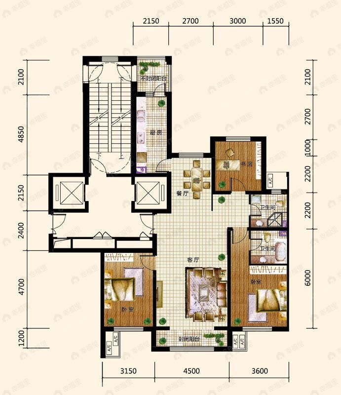 3室2厅2卫建面147平undefined户型图