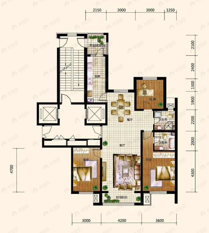 3室2厅2卫建面146平undefined户型图