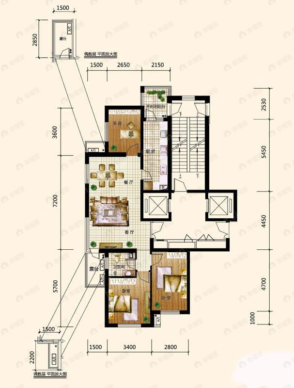 3室2厅1卫建面116平undefined户型图