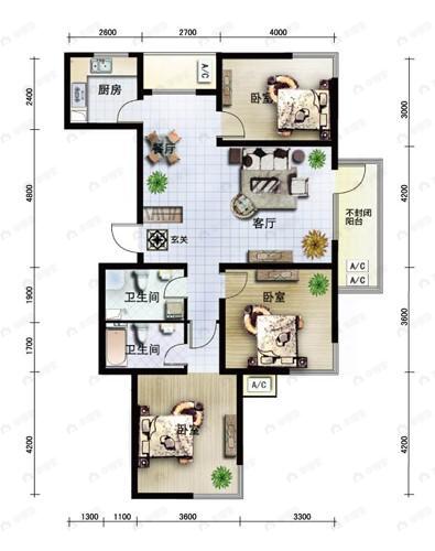 建面126平undefined户型图