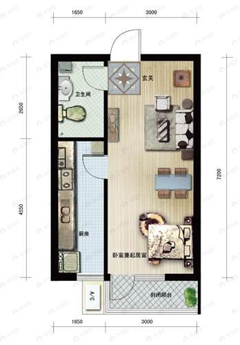 建面46平undefined户型图