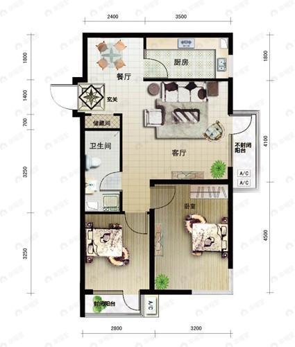 建面83平undefined户型图