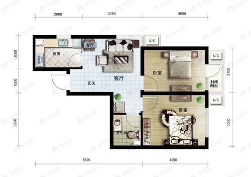 建面64平undefined户型图