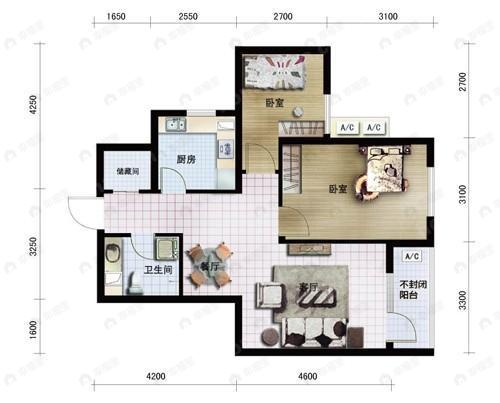 建面77平undefined户型图