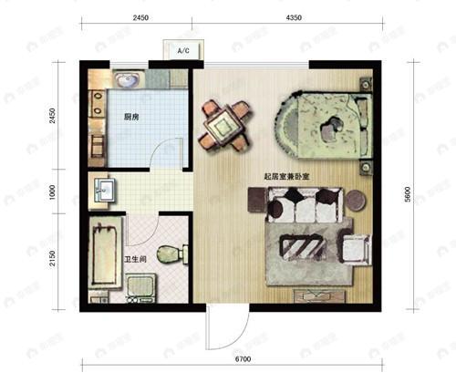 建面45平undefined户型图