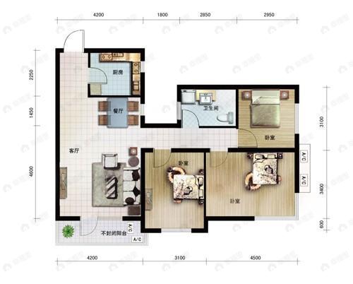 建面103平undefined户型图