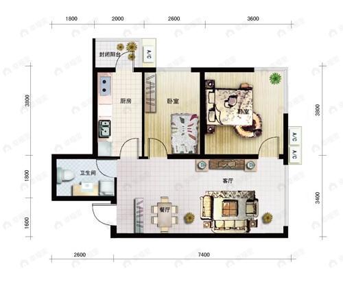 建面76平undefined户型图