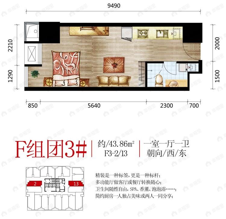 建面43平undefined户型图