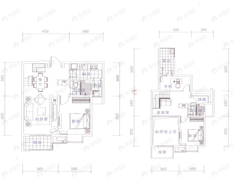 2室2厅2卫建面126平undefined户型图
