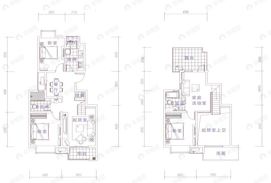 2室2厅2卫建面135平undefined户型图