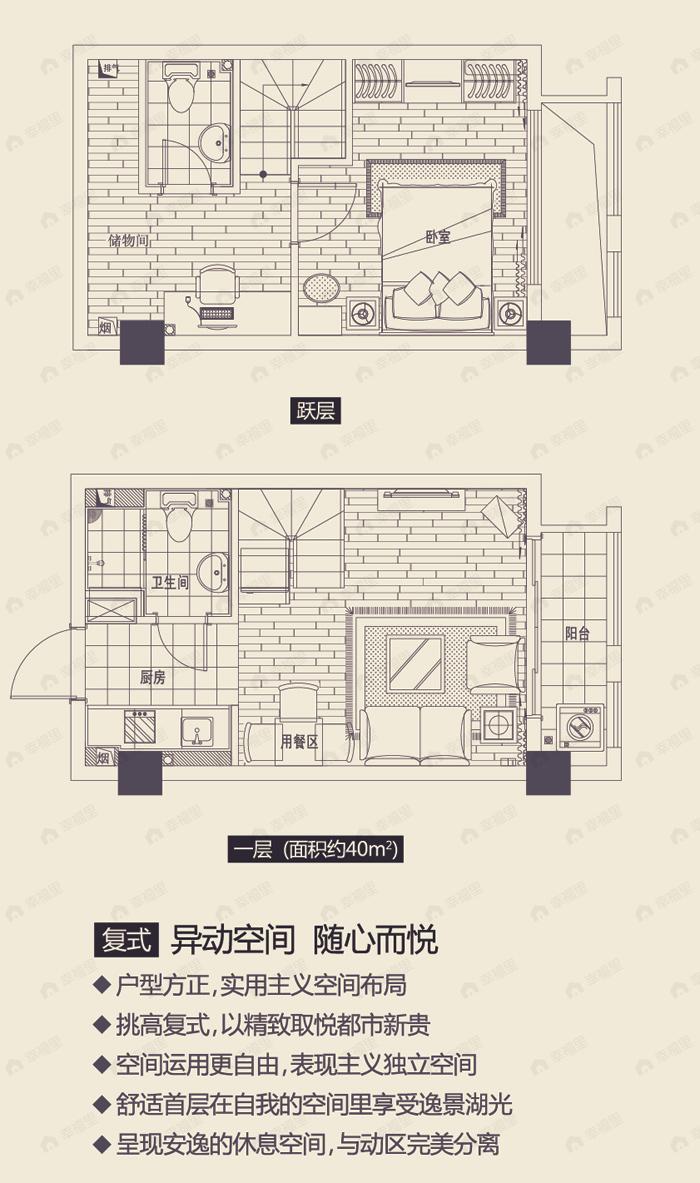 2室2厅2卫建面40平undefined户型图