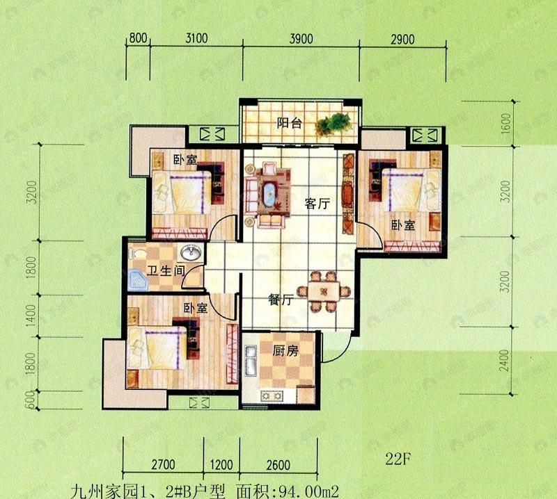 建面94平户型图