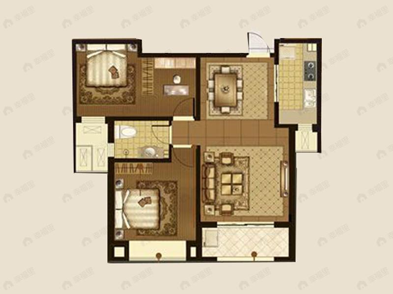 2室2厅1卫建面95平undefined户型图