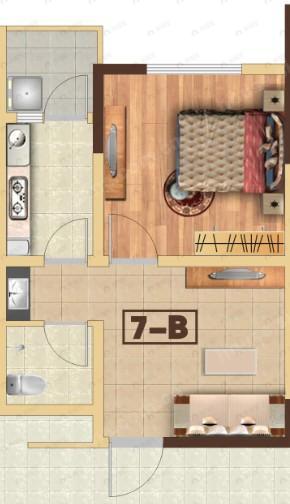 1室1厅1卫建面51平户型图