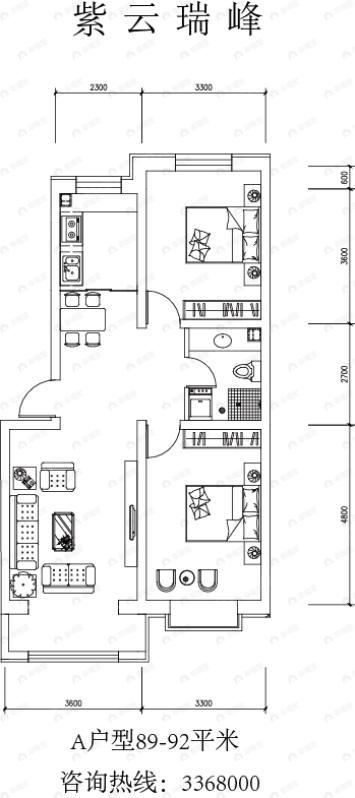 1室1厅1卫建面100平户型图