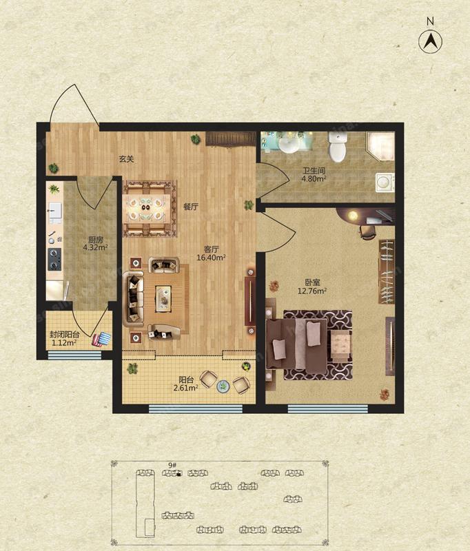 锦绣华城1室1厅户型图