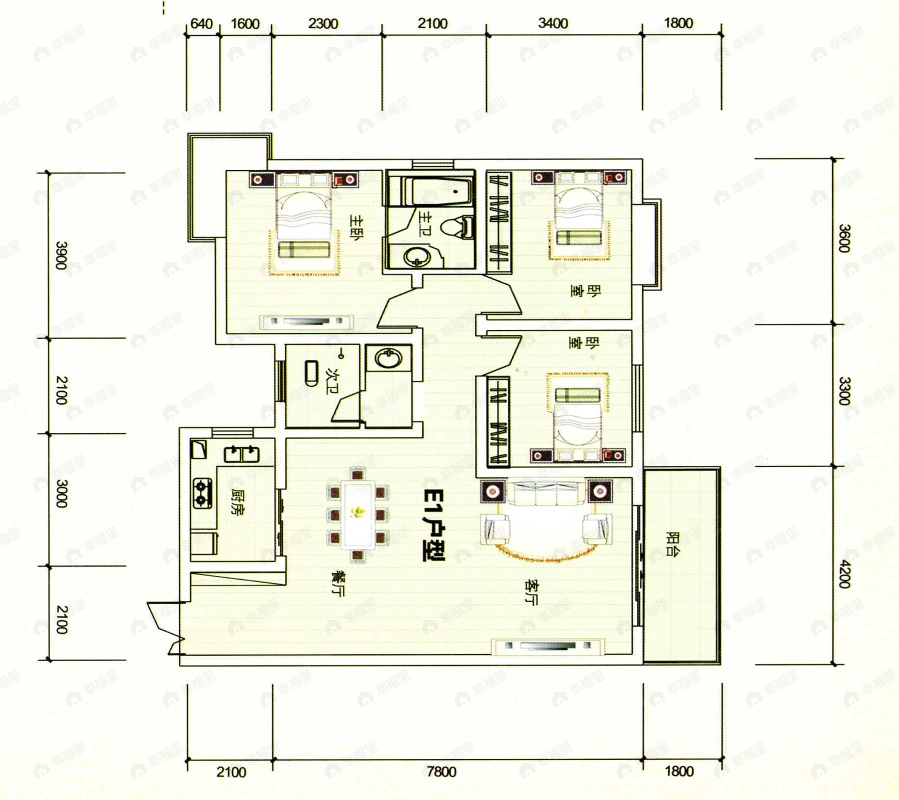 建面116平户型图