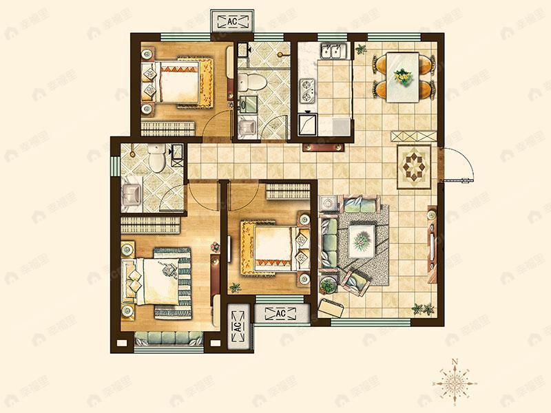 3室2厅2卫建面115平undefined户型图