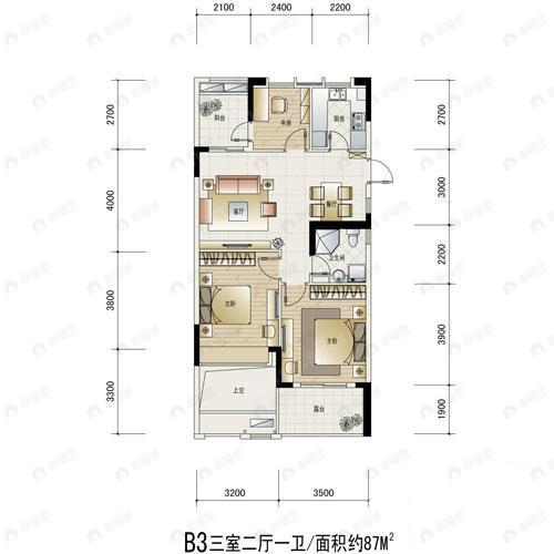 建面87平户型图