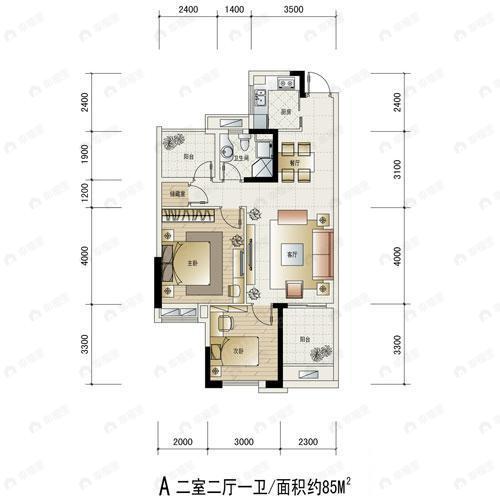 建面85平户型图