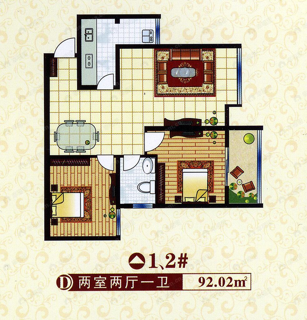 建面92平户型图