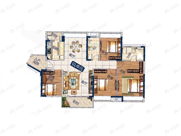 4室2厅1卫建面139平户型图