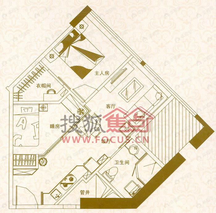 瑞安花园2室2厅户型图