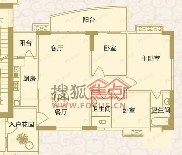 瑞安花园3室2厅户型图