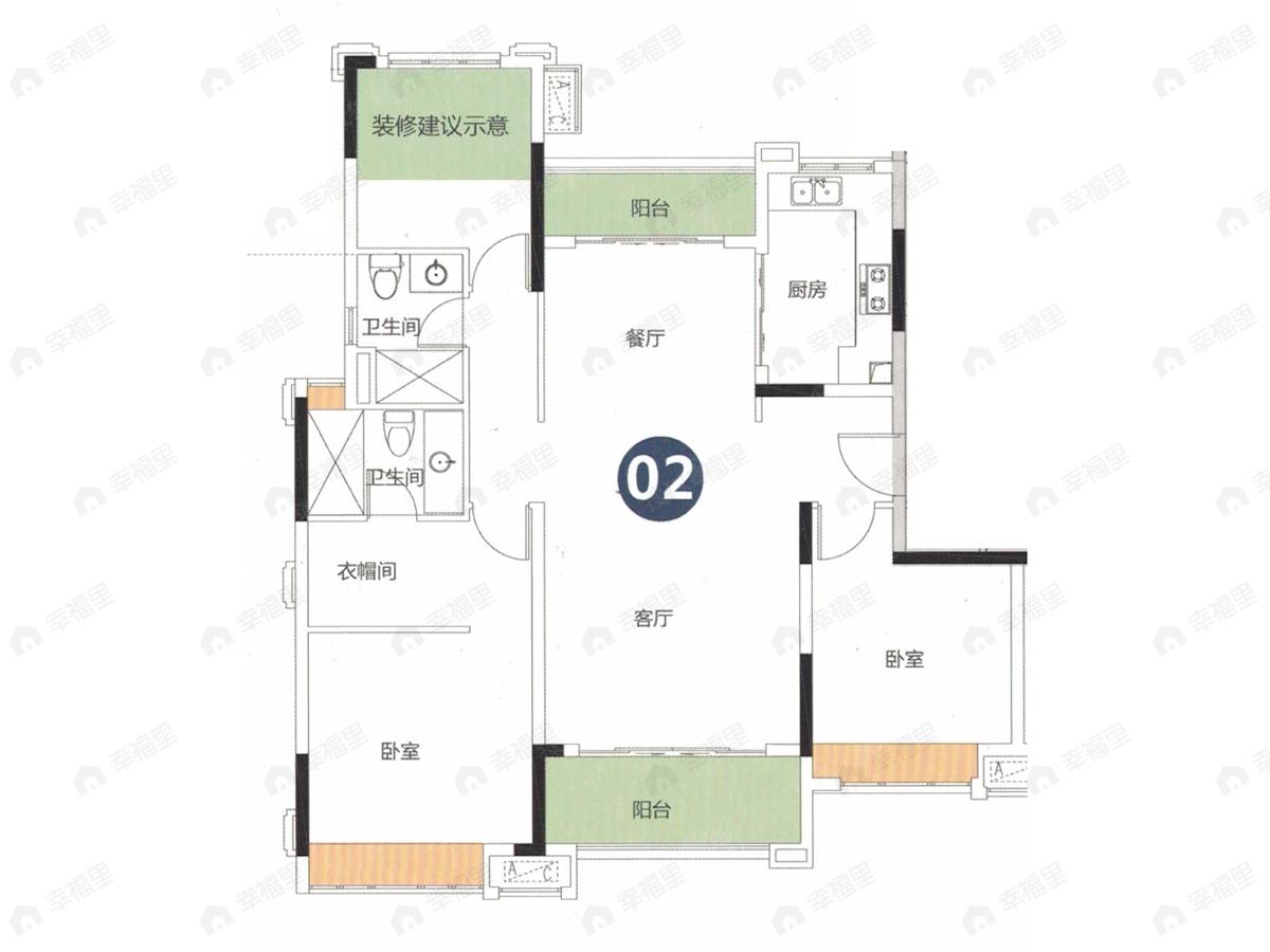 3室2厅建面125平户型图