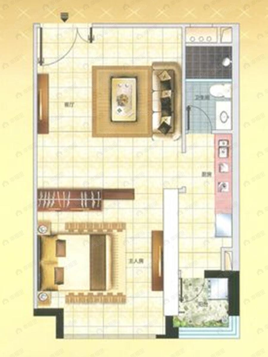 1室1厅建面57平户型图